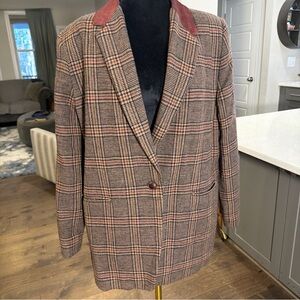 Plaid Blazer with Red Accents